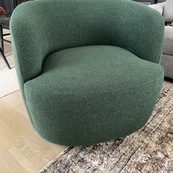 Green Boucle Swivel Chair 