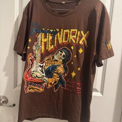 Brown Graphic Jimi Hendrix T-Shirt Size L