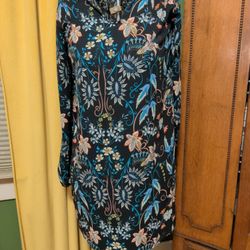 Xhilaration Black Floral Long Sleeve Dress