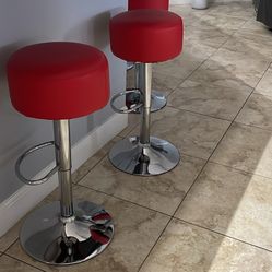 Leather Swivel Red Bar Stools 6 Total
