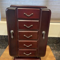 Dillards mahogany wood jewelry box 