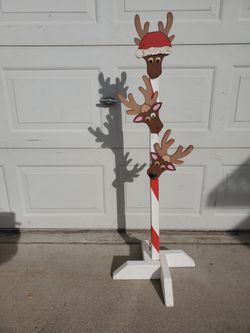 46" TALL WOOD CHRISTMAS REINDEER STANDING DECOR 