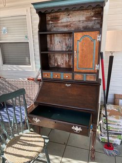 Vintage wood desk with chair