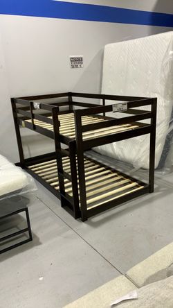 Dark Espresso Wood Twin Bunk Bed Frame