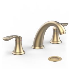  Garvee Bathroom Sink Faucet, Faucet for Bathroom Sink, Widespread Brushed Gold Bathroom Faucet 3 Hole with Stainless Steel Pop Up Drain and cUPC Lead