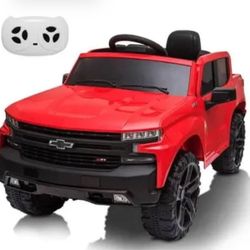 Kids Ride on Car with Remote Control, 12V Powered Wheels Licensed Chevrolet Silverado GMC Ride On Toddler Electric Vehicles for 3-8 Years, MP3,FM, Spr