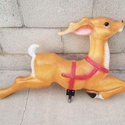 Vintage Light Up 35” Santa REINDEER Christmas BLOW MOLD