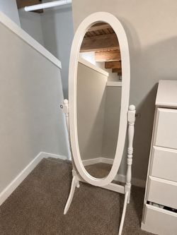 White Oval Cheval Floor Mirror