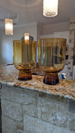 West Elm Glass Hurricane Lamps / Vases