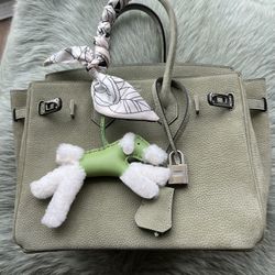 Sage Green Togo Leather Silver Hardware 