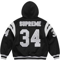 Supreme Football Zip Up Hooded Sweatshirt ‘Black’