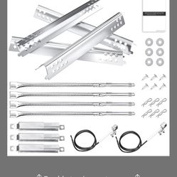 Hisencn Grill Replacement Parts For Charbroil Advantage Series 4 Burner 16, 16 Gas Grill, 14 3/8" Grill Burners Tube,15 1/2" Heat Plate 