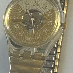 Rare Swatch Watch Gold Tone Dial 