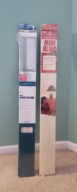 Brand new 2 boxes of white 36” wide and 64” long vinyl mini blinds. (MUST SELL TODAY)