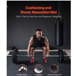 VEVOR 0.56 Inch Thick Gym Floor Mats, 25 Tiles Rubber Top with EVA Foam, 25" x 25" Gym Flooring Workout Mats with 100sq.ft Coverage, Interlocking Puzz