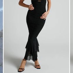 Black Mesh Midi Dress 