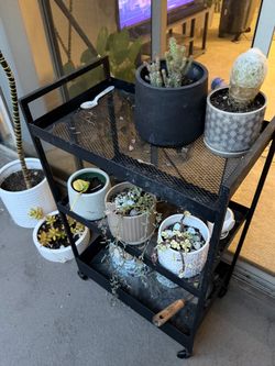 Black Metal 3-Tier Rolling Cart