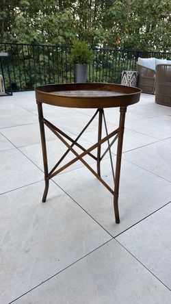 Round Metal Tray Side Table Bronze