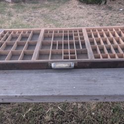 Vintage Wooden Printer’s Type Tray Drawer 32"x17.5" Shadowbox Display Shelf

