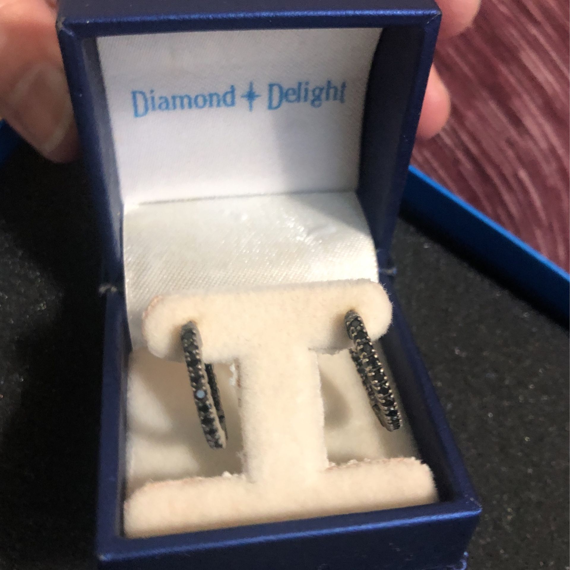 Black Diamond In Sterling 3/4” Hoop Earrings (Retail $400)