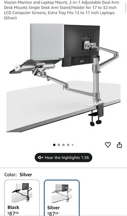 Viozon Monitor and Laptop Mount, 2-in-1 Adjustable