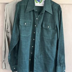 Unisex Cacharel Green Linen Lightweight Shirt Jacket