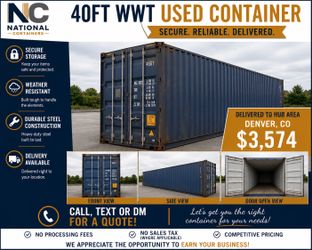40FT Wind & Watertight Shipping Container Delivered to Denver, CO – $3,574