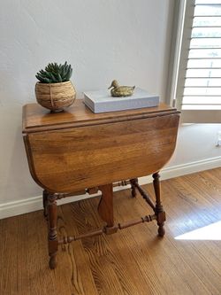 Vintage Solid Wood Drop Leaf Gateleg Table Turned Legs English Cottage Retro Entry Console multi Ways