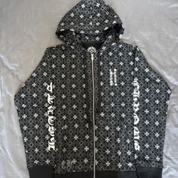 Brand New CH Black Floral All Over Print Zip Hoodie