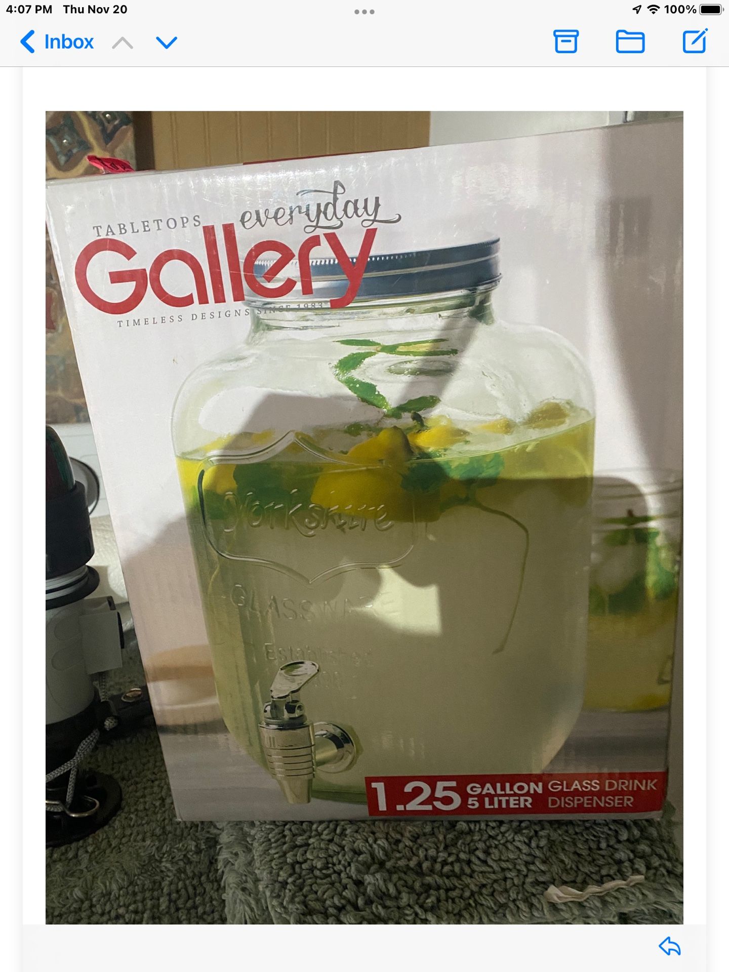 Gallery glass pourable Drink dispenser