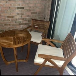 Patio Set One Table ,Two Chairs With Cushions