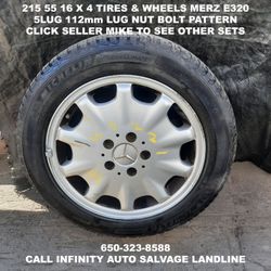 215 55 16 X 4 Tires & Wheels Off Mercedes E320 With 5lug 112mm Lug Nut Bolt Pattern. 