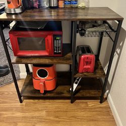 Coffee Bar Rack With Outlets And Pullout Wire Tray