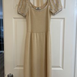 Gorgeous St. John Knit Vintage Dress, Ivory, Approx Size S