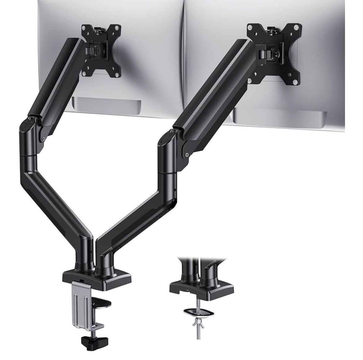 Black Dual Monitor Desk Mount