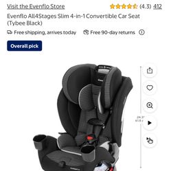 Evenflo All4Stages Slim 4-in-1 Convertible Car Seat (Tybee Black)