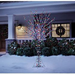 Bare Branch Prelit Multi LED Artificial Christmas Tree 8 Ft. Easy Installation