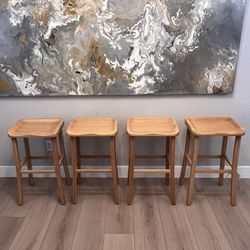 NEW-4 HIGH END- 30” Bamboo Greenington Tulip Caramelized Bar Height Stools