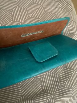 Leather turquoise clutch. New