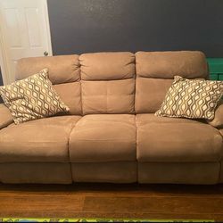 Brown Suede Recliner Couch