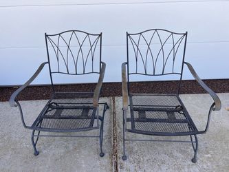 Outdoor wrought iron chairs.