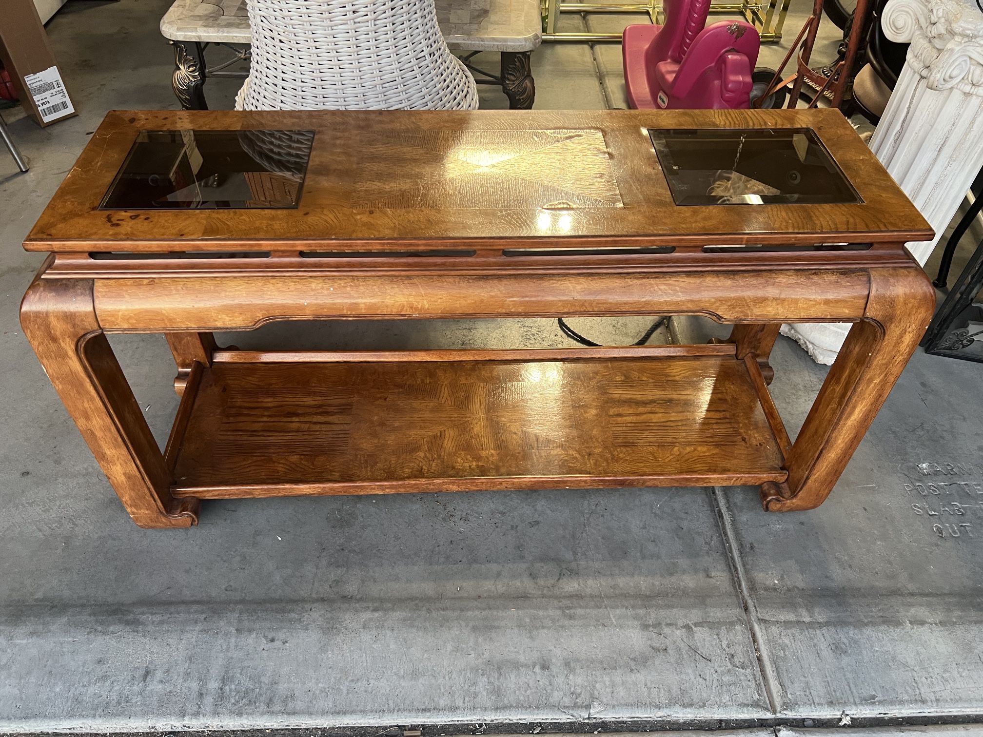 Chinoiserie Chow Leg Ming Style Sofa Console Table Attributed to Schnadig