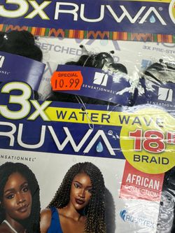 Sensationnel 3X RUWA Water Wave 18" Braid — 1B — LOT of 7 Sealed Packs [HZ-0064]