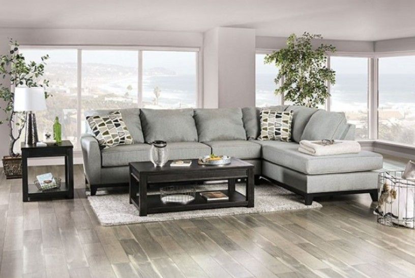 Brand New Super Plush Grey Sectional Sofa (Pillows Included)