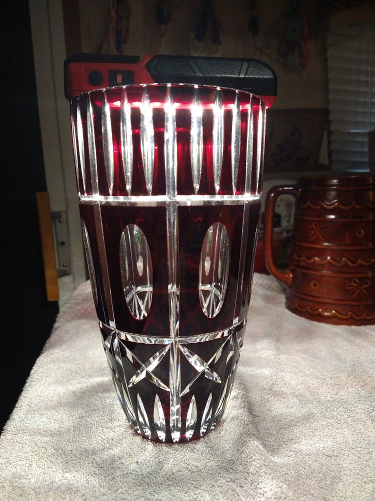 Beautiful 10" Crystal Cut Lead Vase