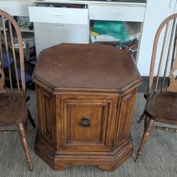 Antique solid wood table and Windsor style chairs