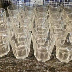 Set Of 28 Libbey Duratuff On Rocks Whiskey Glasses 4” Tall 10 Oz Flat Bottom