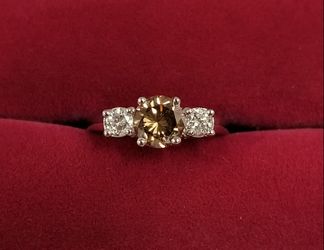 14k White Gold 3 Stone Diamond Ladies Wedding Ring