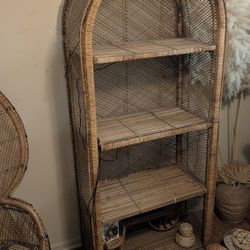 XL Vintage Boho Rattan Shelving Unit