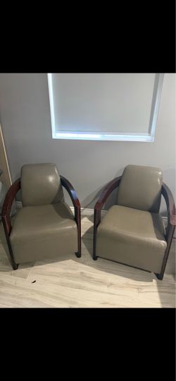 Pair of office/guest chairs upholstered
